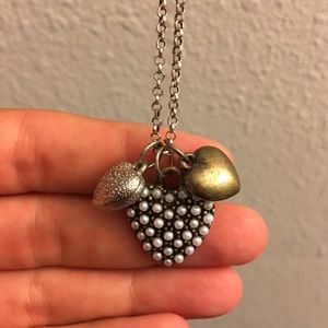 American Eagle 3 Heart Charm Necklace